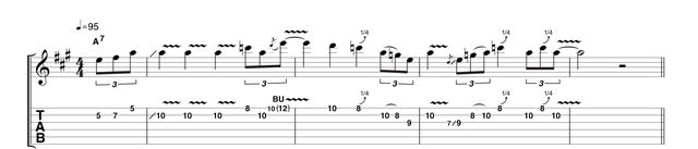With a swung feel and plenty of triplets, this example features plenty of fiery vibrato and classic quarter-tone bends. These are where the key to authenticity lies, perhaps even more than the choice of notes.